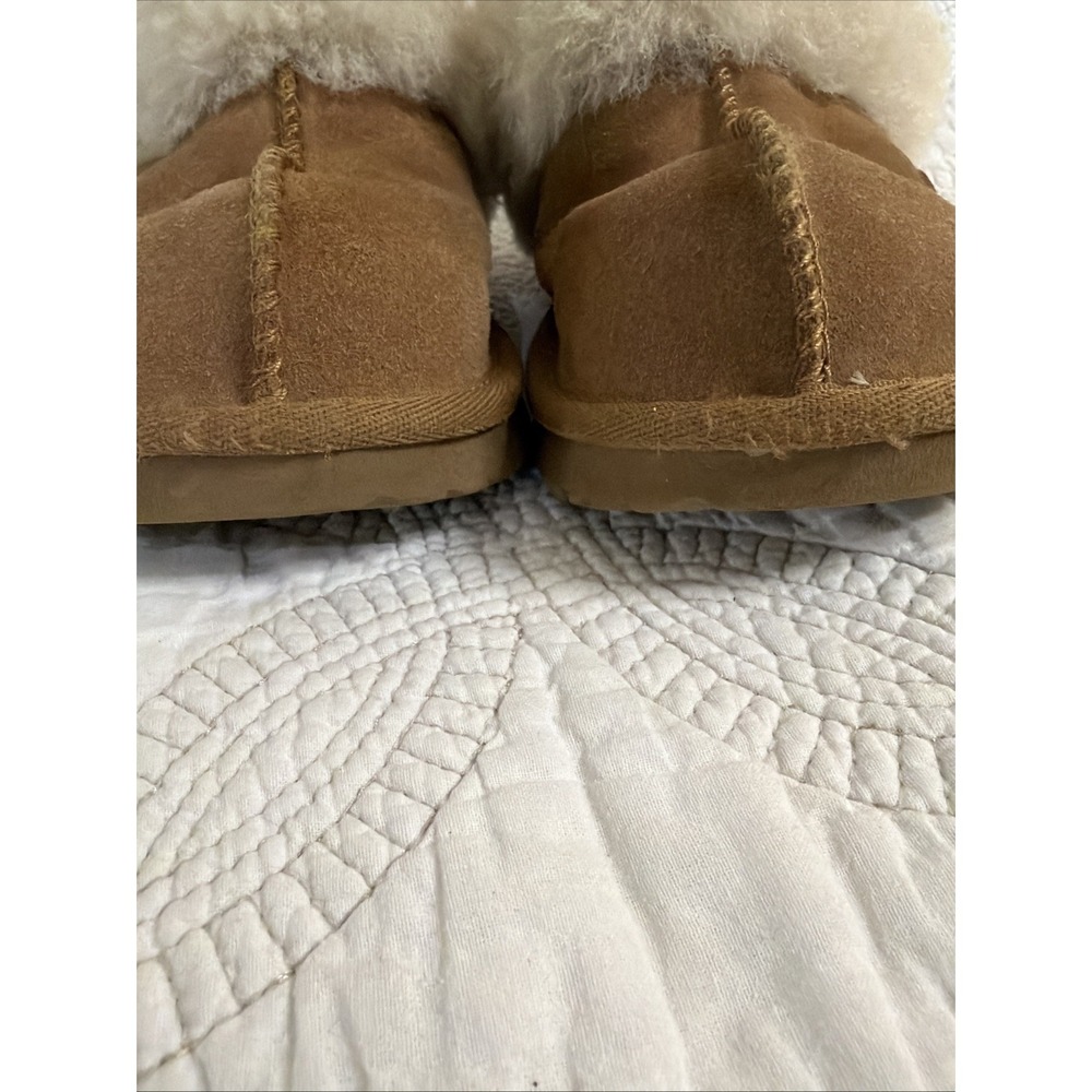 UGG Disquette Chestnut Shearling Leather Girls size 2 Slippers Sandals EUC - Picture 8 of 8